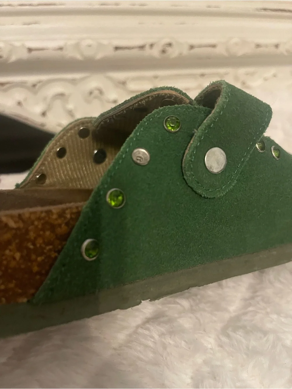 Octavious Marks “Don’t touch the moss Packed a punch” Green Slip-on Clogs